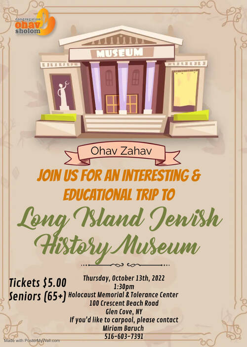 Banner Image for Trip to Long Island Jewish History Museum (Ohav Zahav)